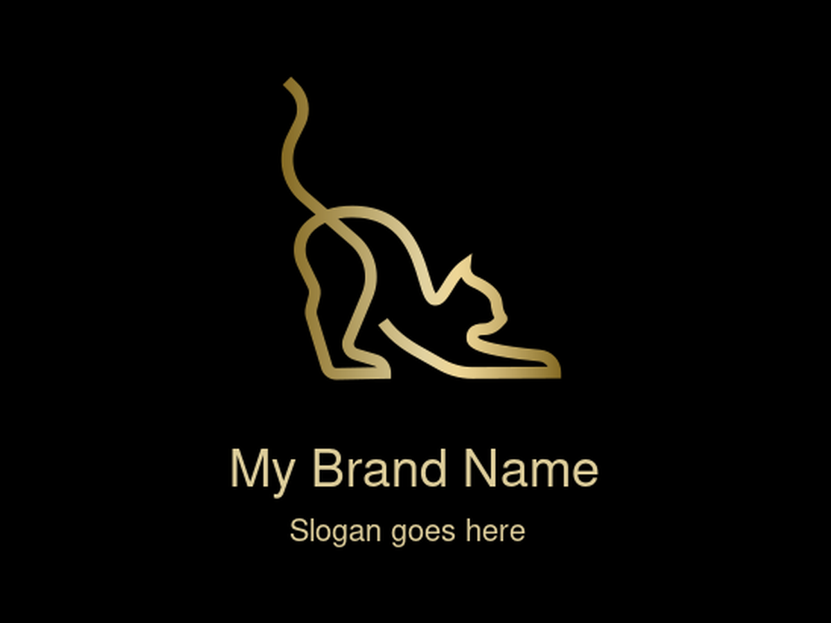 Elegant Stretching Cat Line Art Logo for Pet Boutiques, Yoga Studios, Luxury Animal Brands, and Sophisticated Lifestyle Businesses